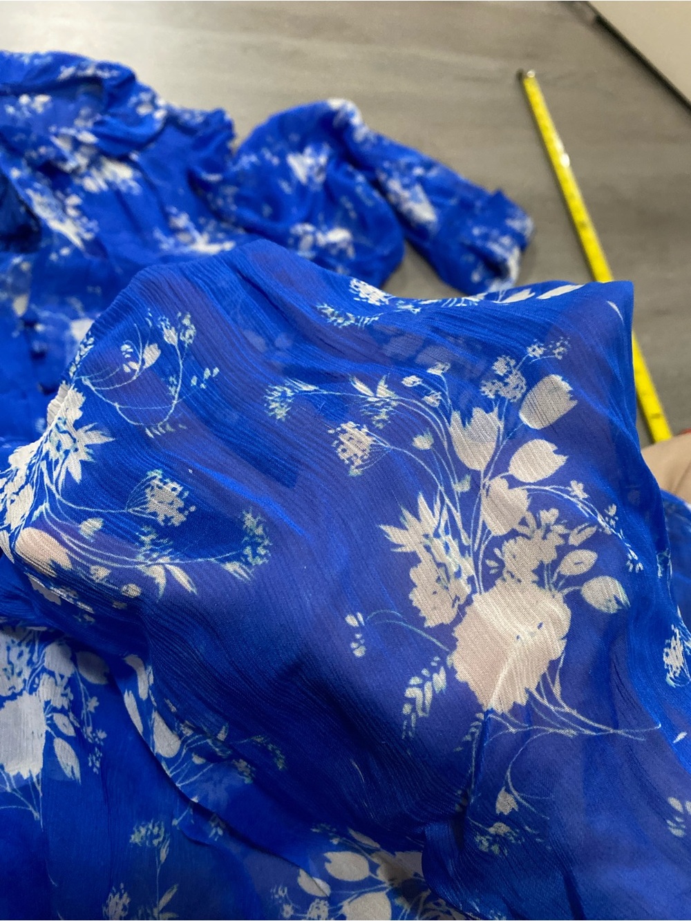 Anthropologie The Marais Printed Floral Sheer Chiffon Maxi Dress in Blue - L - Picture 5 of 13